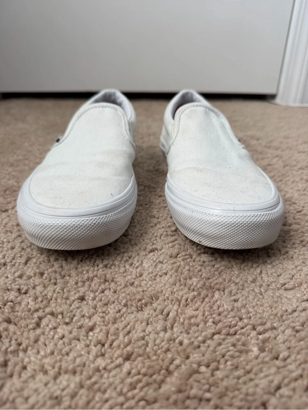 VANS Classic Skate Slip-On White Canvas Men’s Shoes Size US 5.5 Logo Accent